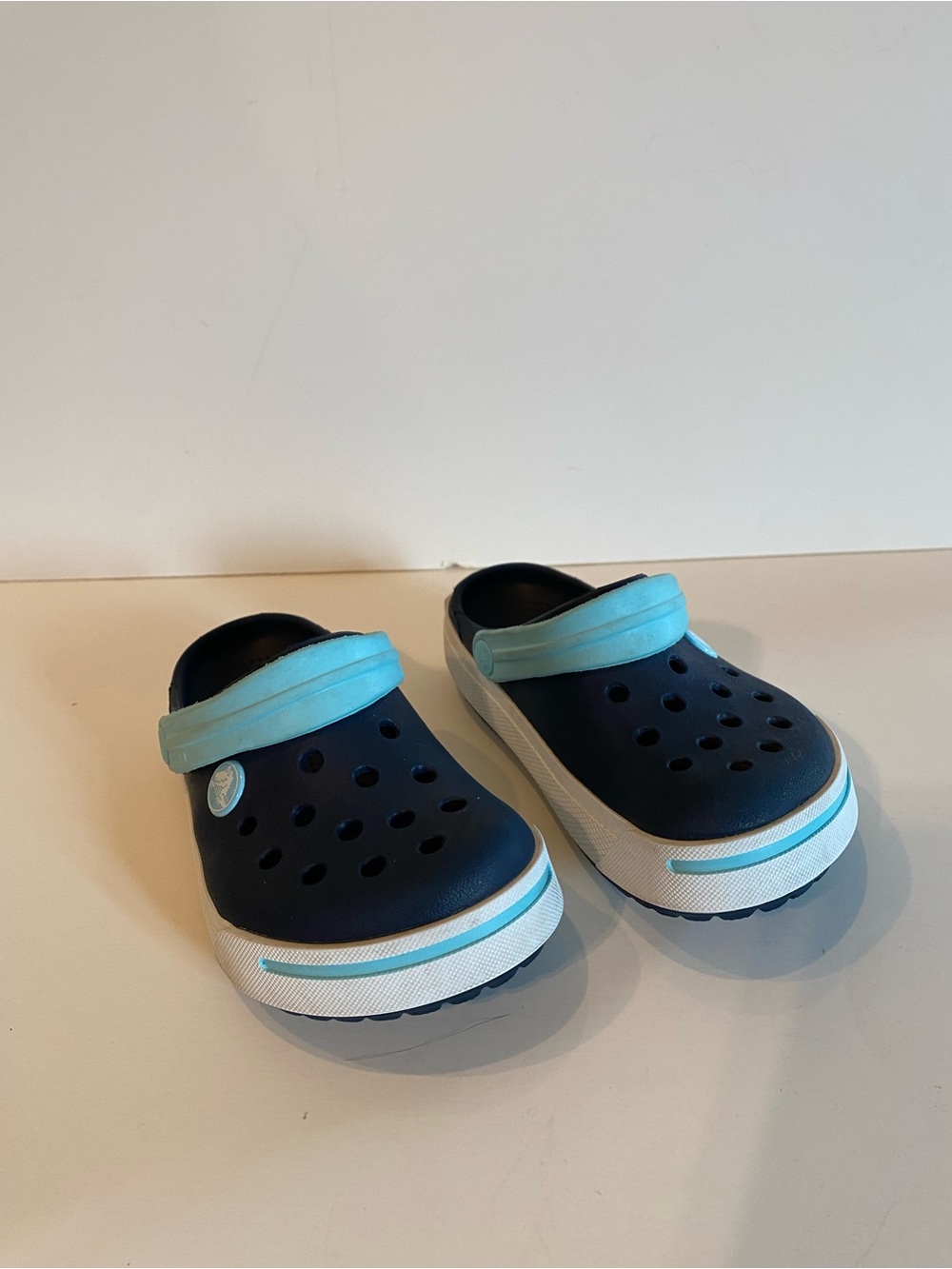 CROCS Kids Navy Clog with Light Blue Strap and Trim